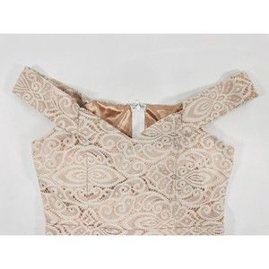 WINDSOR prom wedding Dress Women's Size S Peach‎ Lace Flared High Low